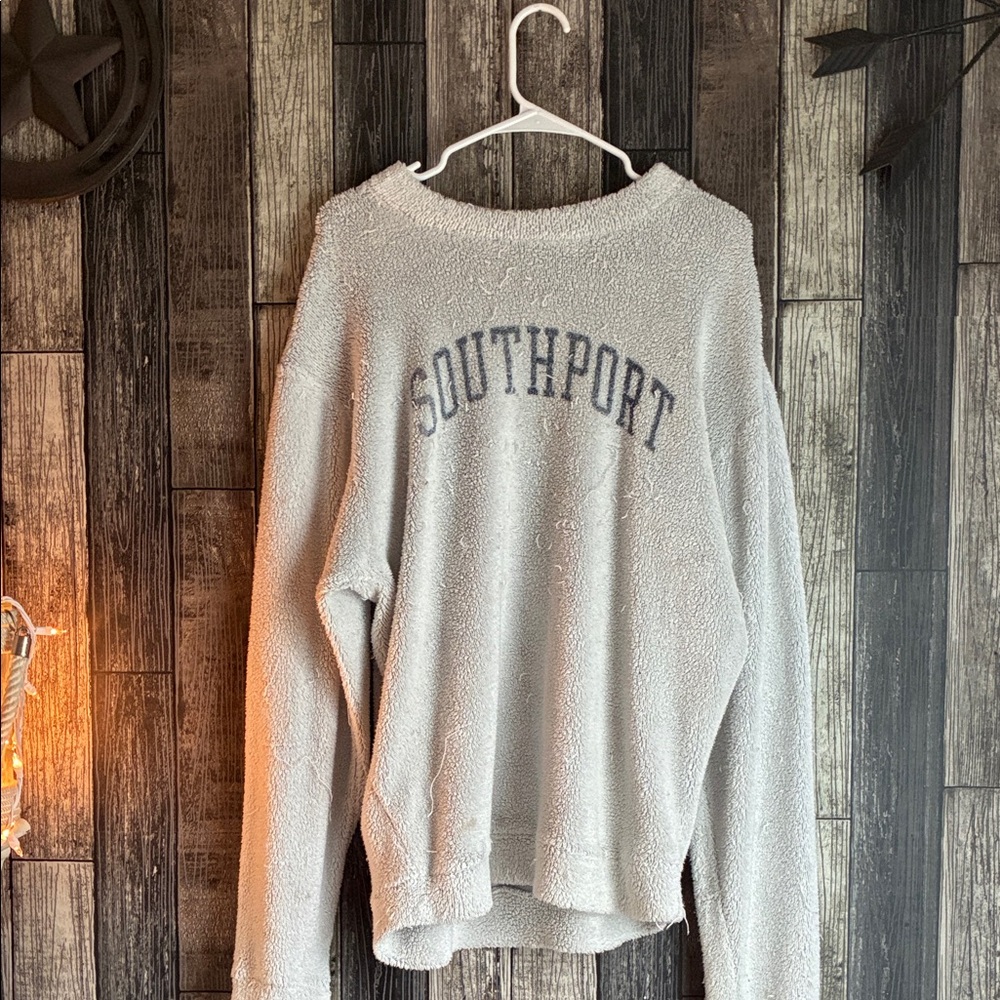 Vintage Women's Cozy Gray Sweater Well Loved Plush Sherpa Like Fleece
